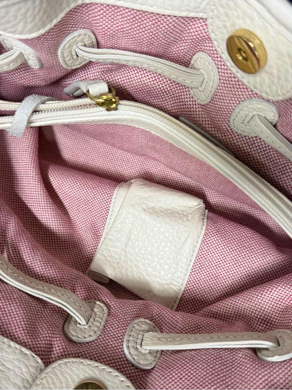 Dooney & Bourke CHIARA Hand Bag Purse White Pebble Grain Leather and Pink Great - Picture 6 of 10